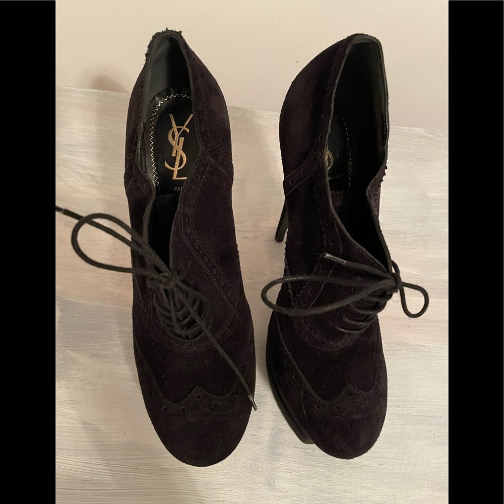 SOLD ***** YSL Suede Lace Up Platform Heel